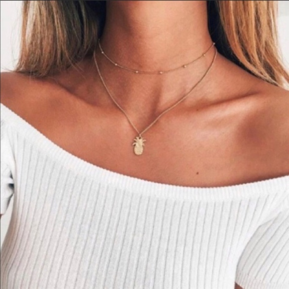 DELICATE PINEAPPLE LAYERED CHOKER NECKLACE
